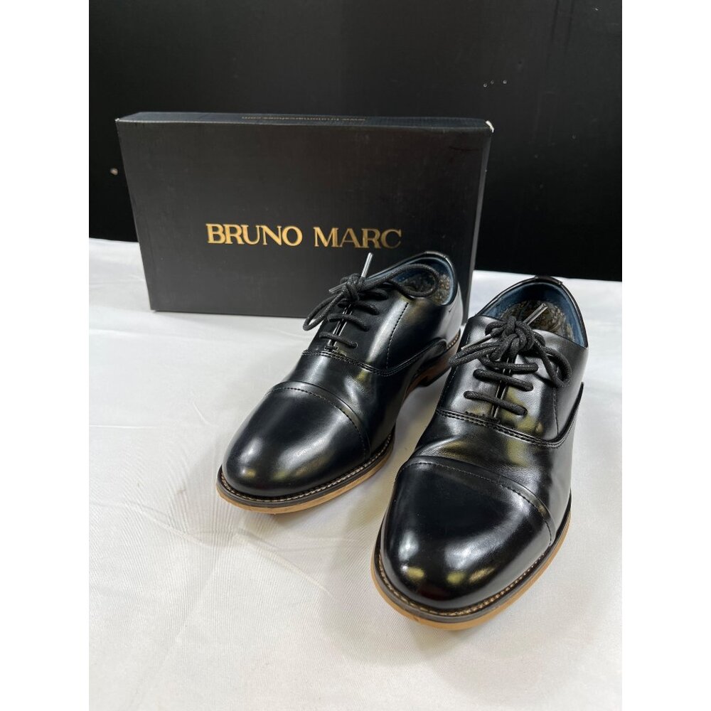 Bruno Marc Boys Black Cap Toe Dress Shoes Size 3.5 US SKU 7304